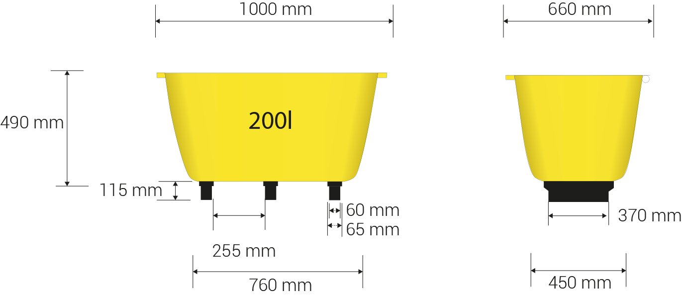 Dimensiones de la base en mm: 760 x 450